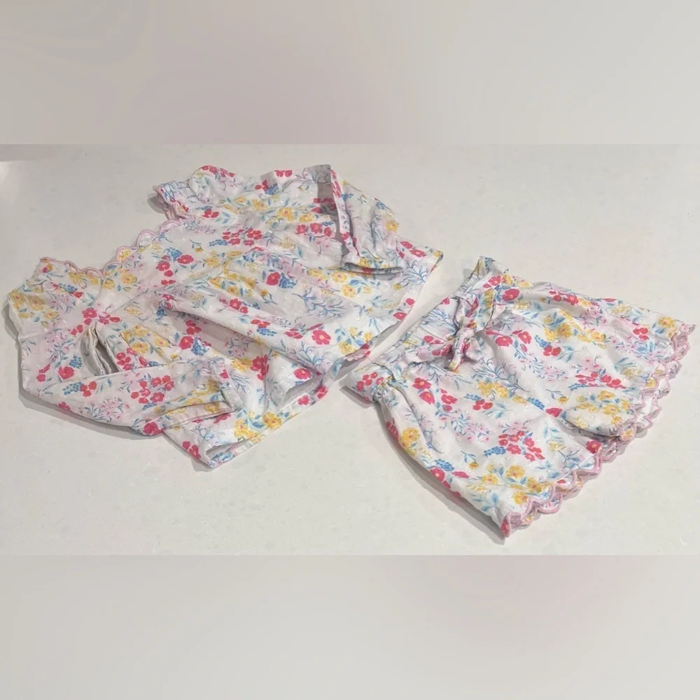 Joie 2 Piece Outfit Set Floral Print Top with shorts‎ xsmall girls 4